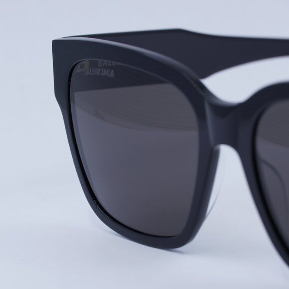 Balenciaga BB0056S 001 Sunglasses Black Square Frame, Grey Lenses - Picture 8 of 12